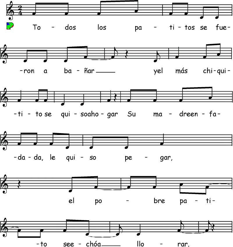 Partitura fácil para piano  de la canción Flotadores para patos