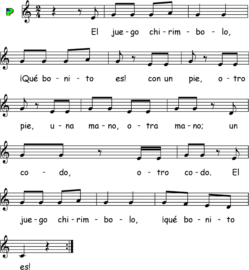 Partitura fácil para piano  de la canción El chirimbolo