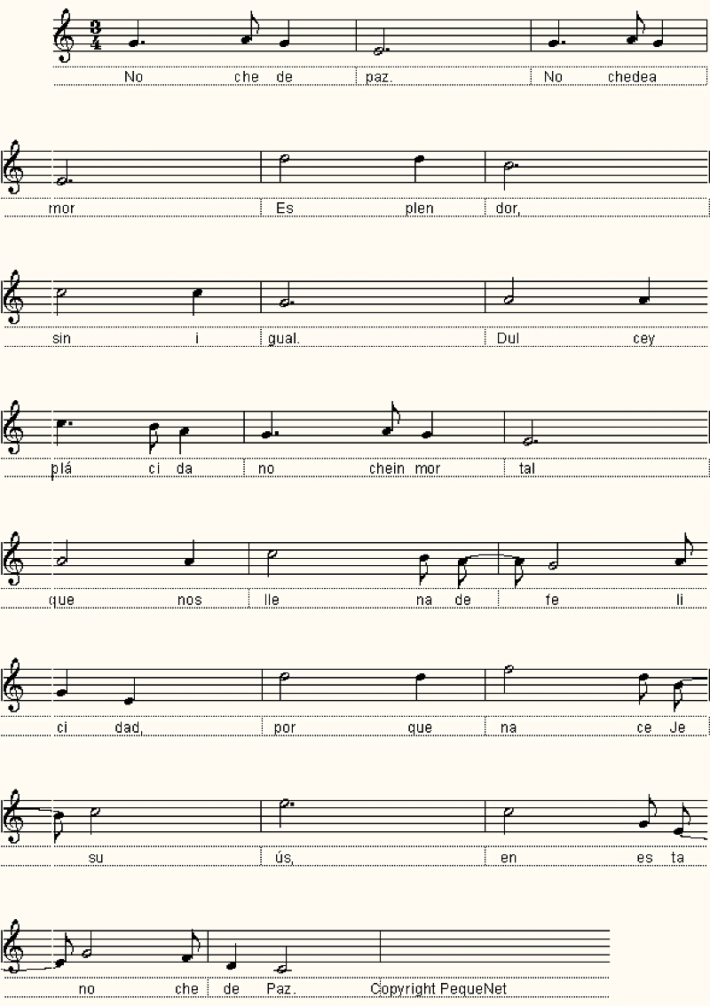 Partitura fácil para piano  de la canción Noche de paz